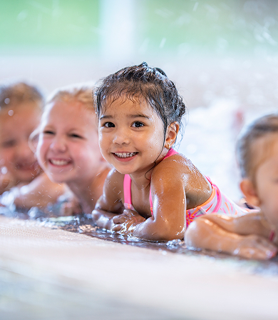 Girl in swimming class